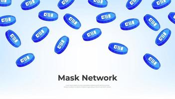 Mask Network coin falling from the sky. MASK cryptocurrency concept banner background. vector