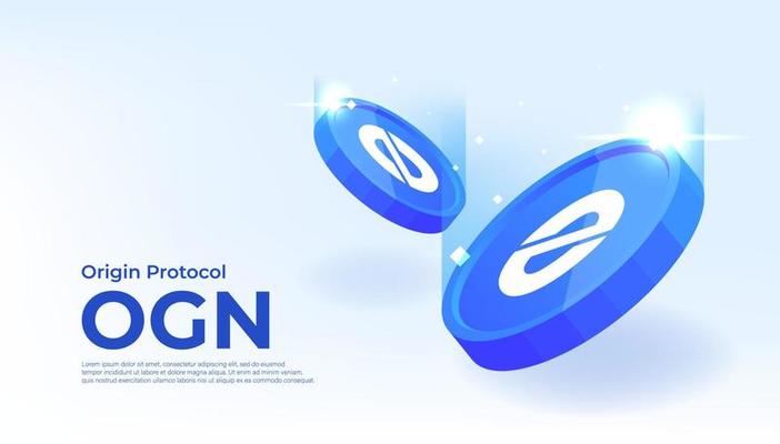 Origin Protocol OGN coin cryptocurrency concept banner background.