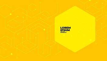 Yellow geometric hexagon lines and dots connection banner template. vector