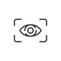 Digital eye with scanning frame. Eye scan line icon isolated on white background. vector outline sign.