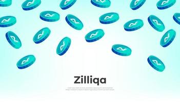 zilliqa moneda que cae desde el cielo. zil criptomoneda concepto bandera antecedentes. vector