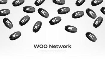 WOO Network coin falling from the sky. WOO cryptocurrency concept banner background. vector