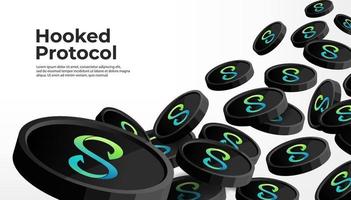 Hooked Protocol HOOK cryptocurrency concept banner background. vector