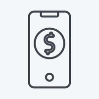 Icon Mobile Banking. related to Contactless symbol. Line Style. simple design editable. simple illustration vector