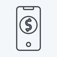 Icon Mobile Banking. related to Contactless symbol. Line Style. simple design editable. simple illustration vector