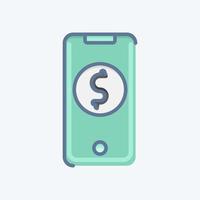 Icon Mobile Banking. related to Contactless symbol. Doodle Style. simple design editable. simple illustration vector