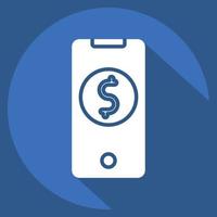 Icon Mobile Banking. related to Contactless symbol. Long Shadow Style. simple design editable. simple illustration vector