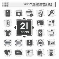 Icon Set Contactless. related to Business symbol. Comic Style. simple design editable. simple illustration vector