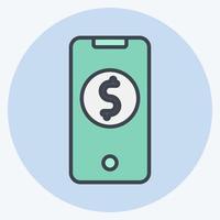 Icon Mobile Banking. related to Contactless symbol. Color Mate Style. simple design editable. simple illustration vector