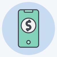 Icon Mobile Banking. related to Contactless symbol. Color Mate Style. simple design editable. simple illustration vector