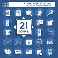 Icon Set Contactless. related to Business symbol. Long Shadow Style. simple design editable. simple illustration vector