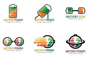 Battery Logo Design, Technology Charging Illustration, Company Brand Vector