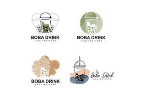 diseño de logotipo de bebida boba, vector de burbuja de bebida de gelatina moderna, ilustración de vidrio de marca de bebida boba. diseño adecuado para cafeterías, marcas de bebidas