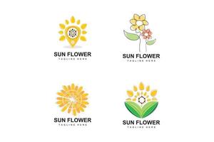 Sunflower Logo Design, Ornamental Plant Garden Plant Icon Vector, Company Product Brand vector