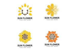 Sunflower Logo Design, Ornamental Plant Garden Plant Icon Vector, Company Product Brand vector