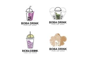 diseño de logotipo de bebida boba, vector de burbuja de bebida de gelatina moderna, ilustración de vidrio de marca de bebida boba. diseño adecuado para cafeterías, marcas de bebidas