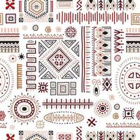 Abstract African shapes seamless background, tribal geometric decoration pattern vector