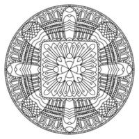 Mandala drawing vector element. Coloring page, coloring book for kids and adults. Background with space for text. Outline floral round ornament. Line Illustration for printing on paper or fabric.