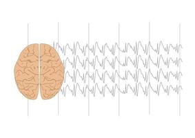 ilustración de cerebro y generalizado agudo olas vector