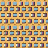 Retro TV pattern. 90s or 80s style doodles seamless background. Colorful old television. Doodle illustration for vintage designs