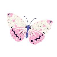 Gorgeous flying moth isolated on white background. Beautiful summer insect. Flat vector illustration.