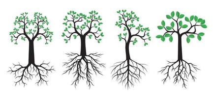 Set green Trees. Vector Illustration.