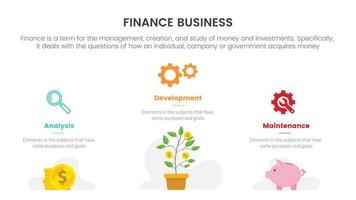 negocio Finanzas infografía concepto con oro moneda y dinero árbol inversión con para diapositiva presentación con 3 punto lista vector