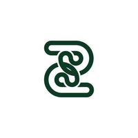 unique number two green geometric loop linear logo vector