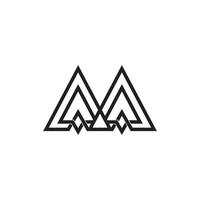 letter m linked triangle lines art design vector