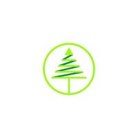 green pine tree triangle ribbon circle symbol logo vector