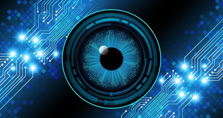 Blue eye cyber circuit future technology concept background