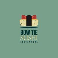 Bow tie sushi logo template. Sushi restaurant logo template. Vector illustration
