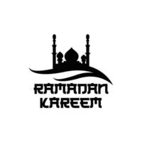 Ramadan Kareem greeting card background vector design, Islamic holidays, with star lamp mosque design and Arabic writing