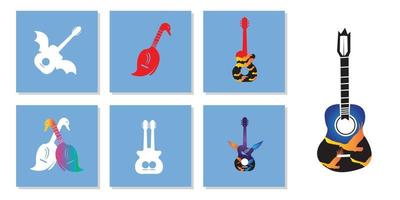 sencillo frio música guitarra vector icono logo