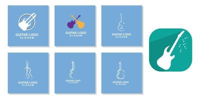 sencillo frio música guitarra vector icono logo