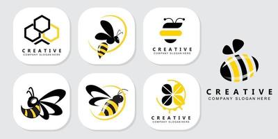 simple yellow honey bee free icon vector logo