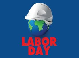 happy labor day,national day, The engineer hat placed on the globe, vector design.