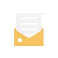 Flat open mail envelope icon. Read document, postal envelope, online message, business news, invitation, love email, romantic card, communication symbol. Minimalistic Vector illustration.