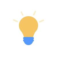 Flat style minimal yellow light bulb icon. Idea, solution, business, science, energy, strategy concept. Solution and business idea. Vector illustration of thinking and invention symbol.