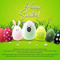 conjunto de cara animales en huevos. conejo, coala, rana. gracioso animal caracteres. contento Pascua de Resurrección día vector