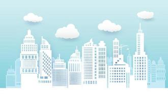 Beautiful cityscape, construction paper art style, vector design