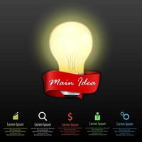 Main idea concept with 5 steps options and light bulb vector