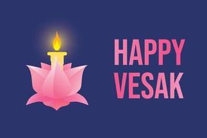 Happy Vesak Day free Poster banner Vector design illustration of  Waterlily candle in simple flat design editable