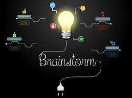 Creative brainstorm concept and light bulb infographic template with 8 options vector