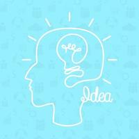 Creative idea. Human head creating a new idea vector