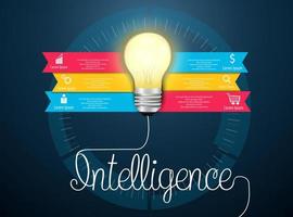 Intelligence concept, creative light bulb abstract infographic vector