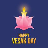 free Vesak Day vector design poster banner illustration of flat art waterlily with candle free editable