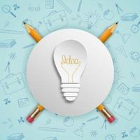 Lightbulb ideas concept with doodles icons set vector