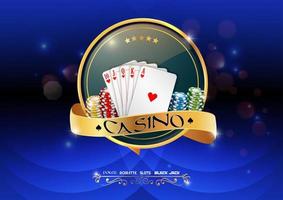 Poker casino banner with chips and cards vector