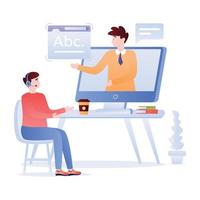 Person doing remote work, flat illustration vector